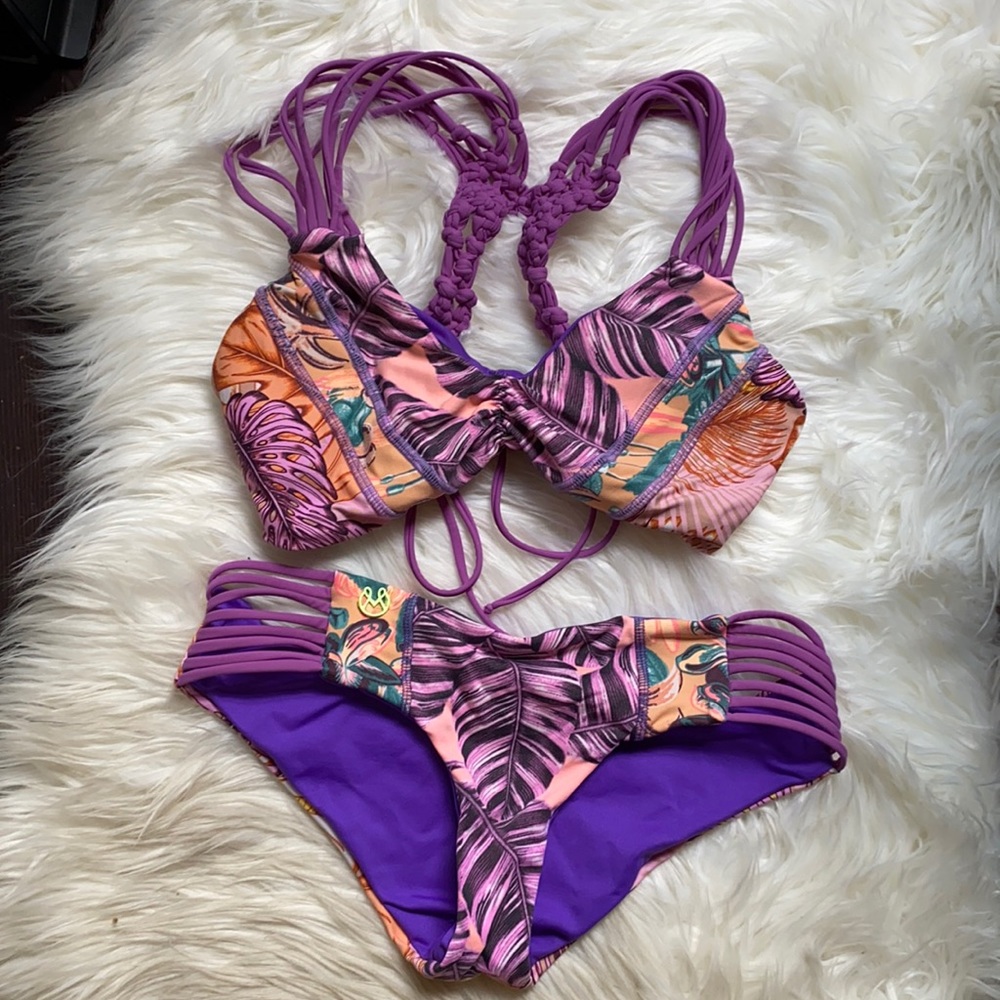 Maaji exotic tropical palm print bikini.